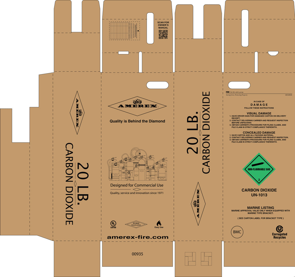 Amerex 00935 single shipping carton for a 20 lb CO2 fire extinguisher