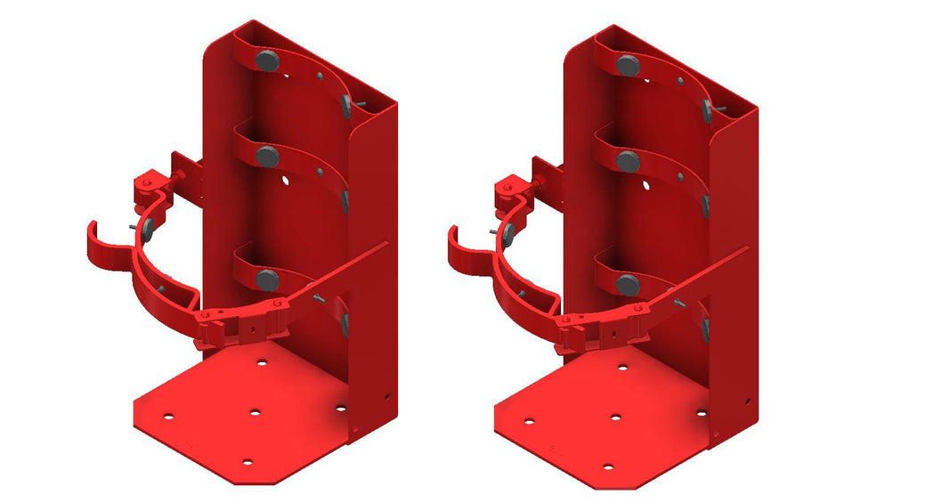 Amerex 810NM red non-magnetic bracket for 7 in. diameter fire extinguisher cylinders