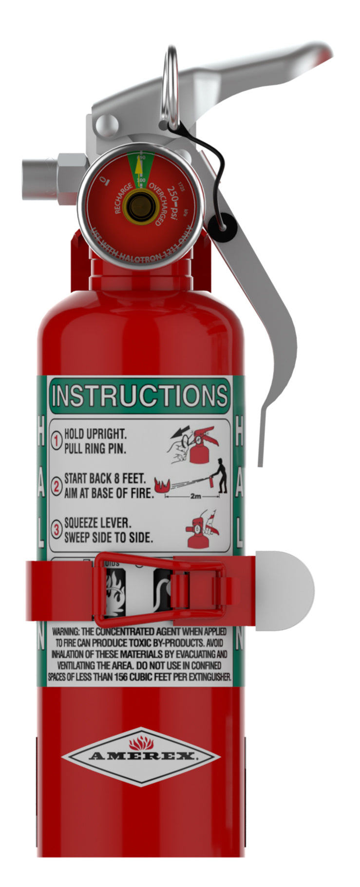 Amerex Model A344T 1.25 lb Halon 1211 fire extinguisher with vehicle bracket, part 12596