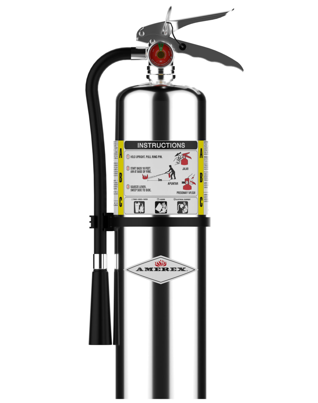 Amerex B441C 10 lb chrome ABC dry chemical fire extinguisher with polished cylinder