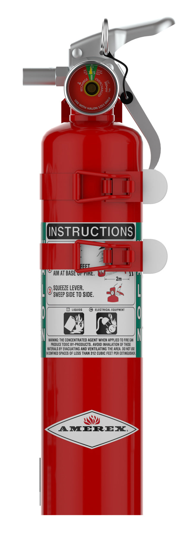 Amerex Model C352TS 2.5 lb Halon 1211 aircraft fire extinguisher with hose and 817S bracket, part 16578