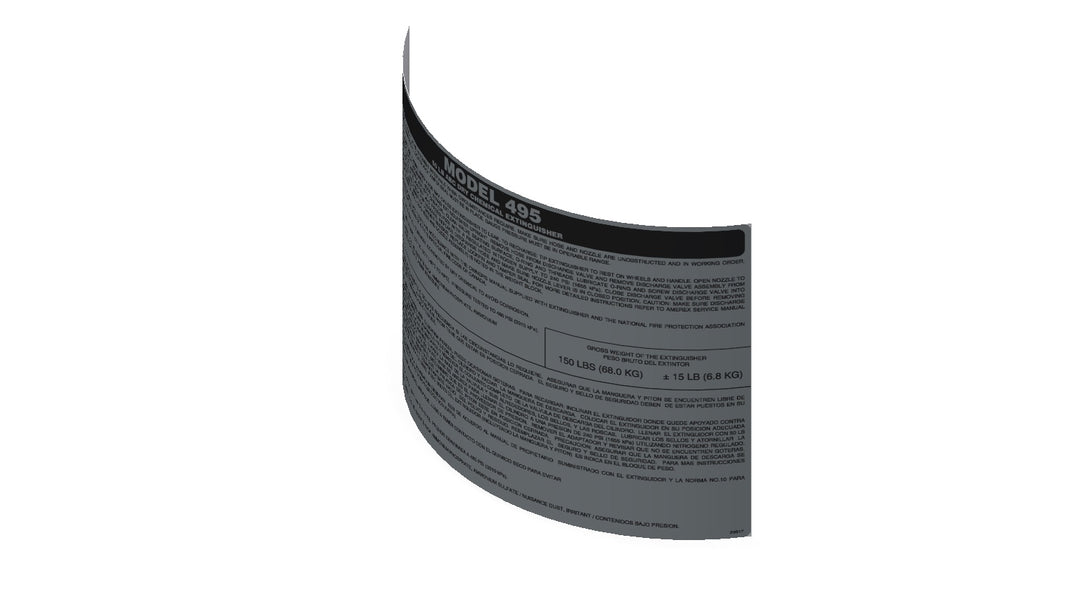 Amerex 25017 replacement nameplate decal for the Model 495 50 lb ABC fire extinguisher