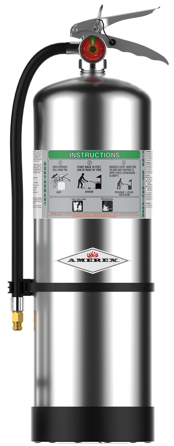 Amerex C262 2.5 gallon wet chemical Class K fire extinguisher with stainless steel cylinder
