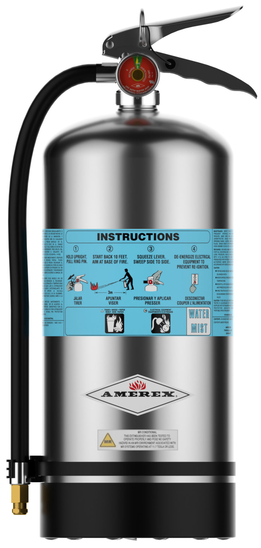 Amerex C270 SS/BK 1.75 gallon water mist fire extinguisher, item 27699
