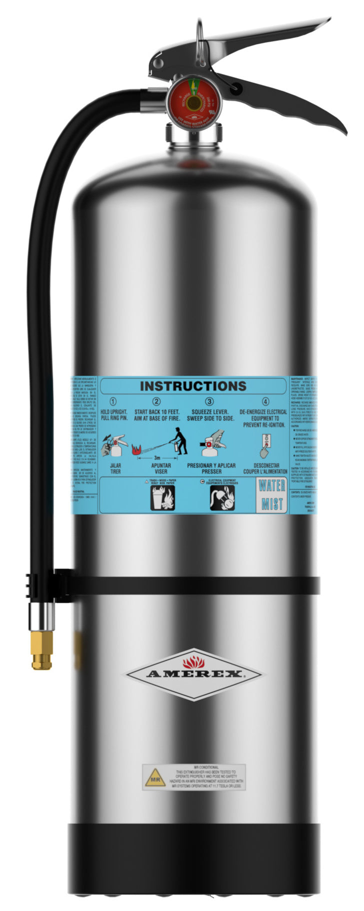 Amerex C272 SS/BK 2.5 gallon water mist fire extinguisher, item 27704