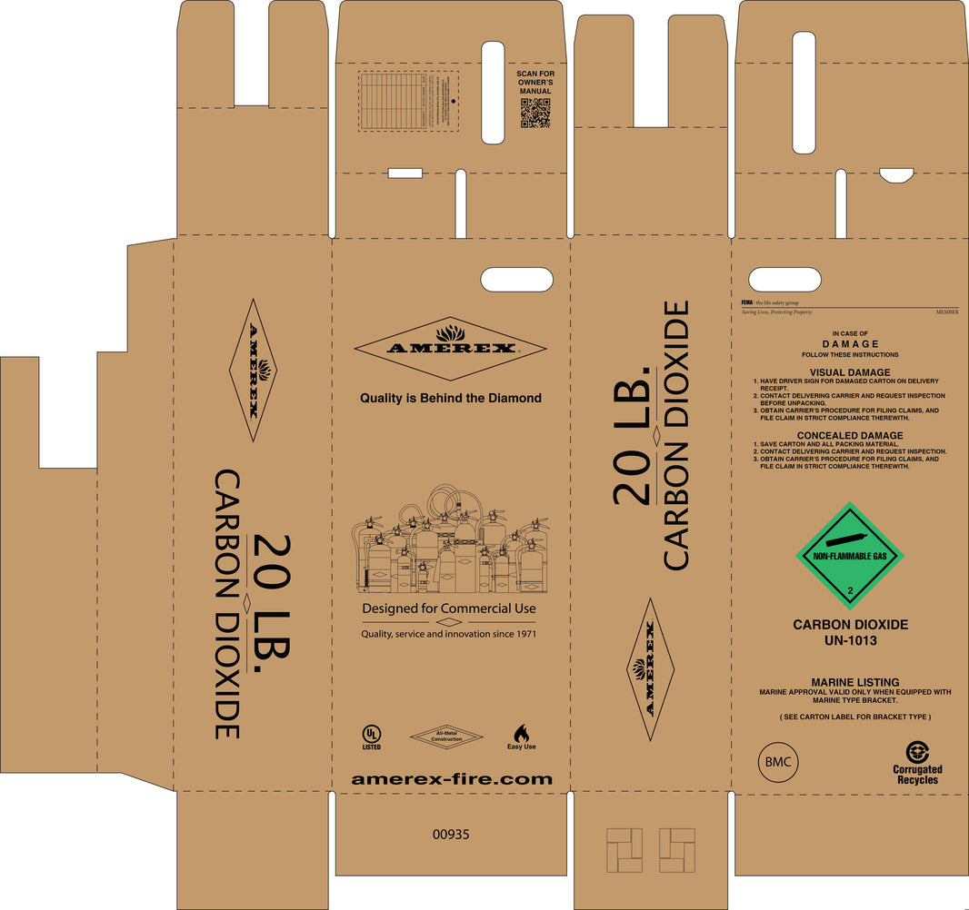 Amerex 00935 single shipping carton for a 20 lb CO2 fire extinguisher
