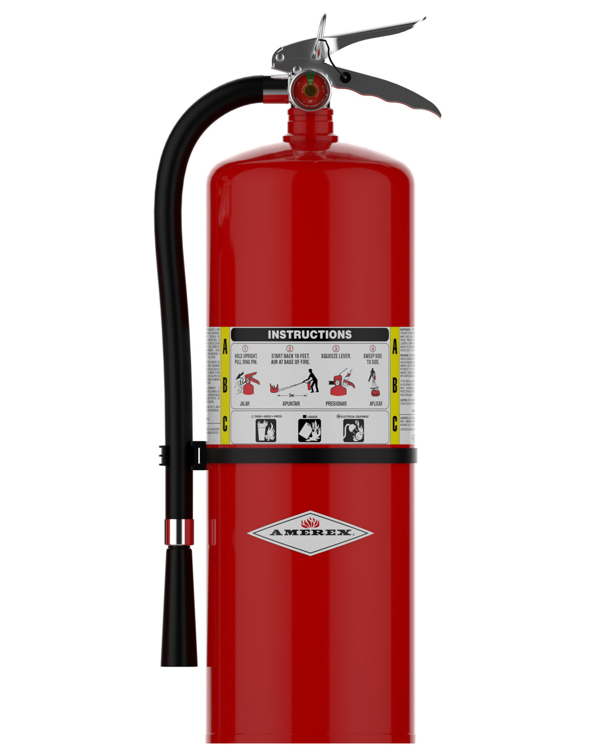 Amerex model 423 20 lb ABC extinguisher with chrome plated brass valve and stainless steel handle
