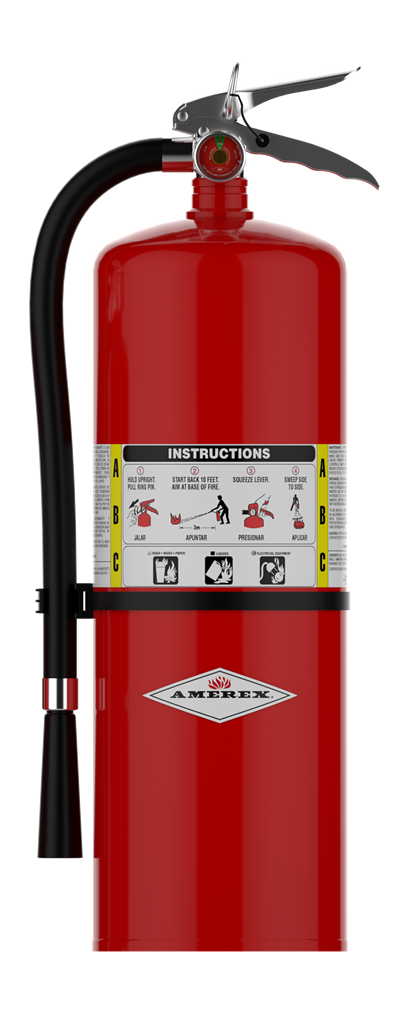 Amerex 423 20 lb ABC dry chemical fire extinguisher, red steel cylinder front view