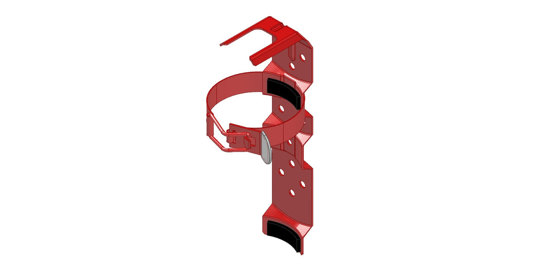 Amerex Model 817 red vehicle/marine fire extinguisher bracket, part 01089-P001, for 2-1/2 lb and 3 lb models