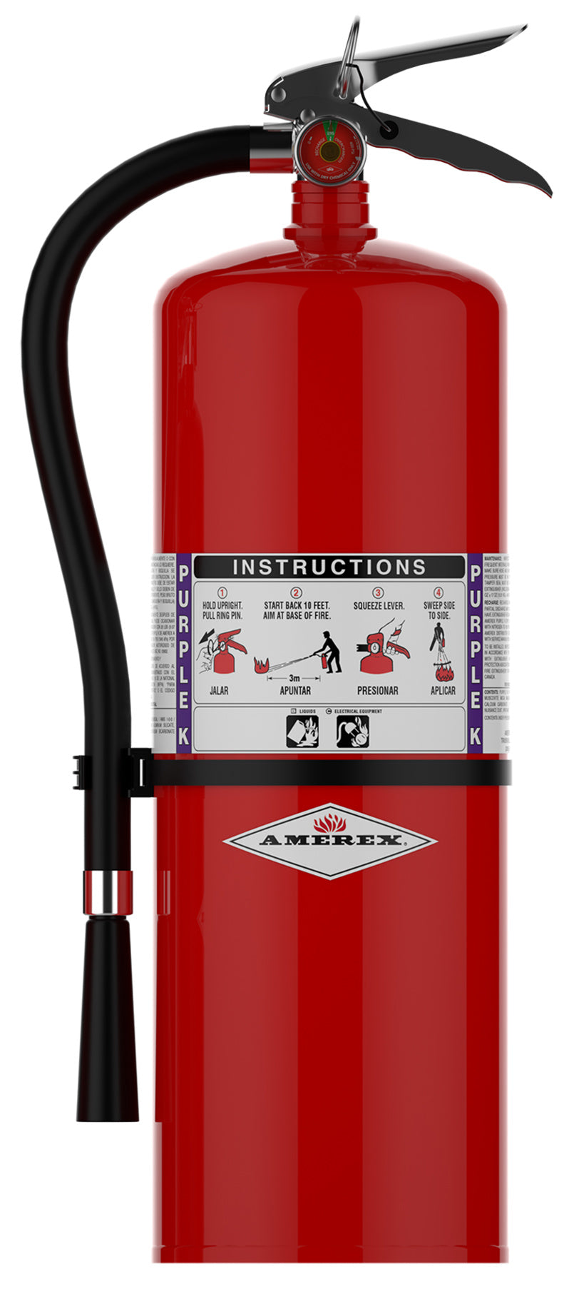 Amerex 415 20 lb Purple K fire extinguisher rated 120B:C with brass valve, item 01336
