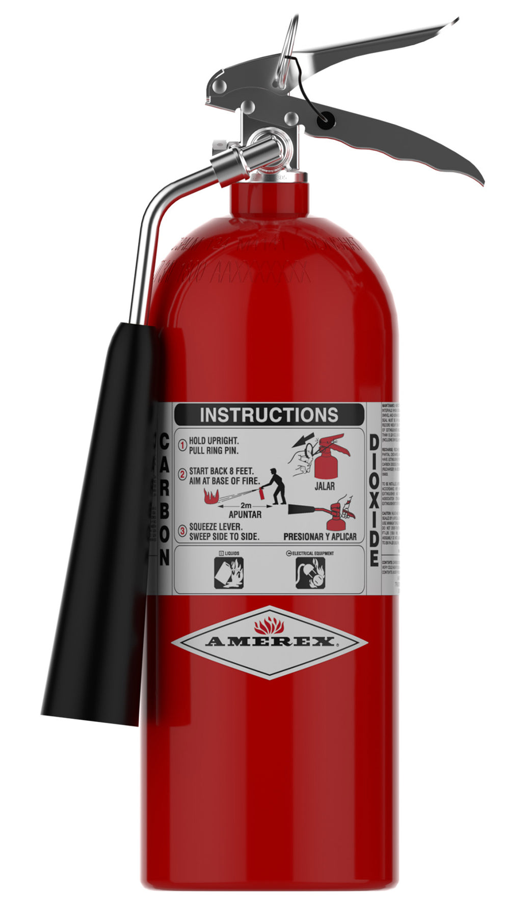 Amerex Model 322 5 lb carbon dioxide fire extinguisher, part 01712, aluminum cylinder with all-metal valve