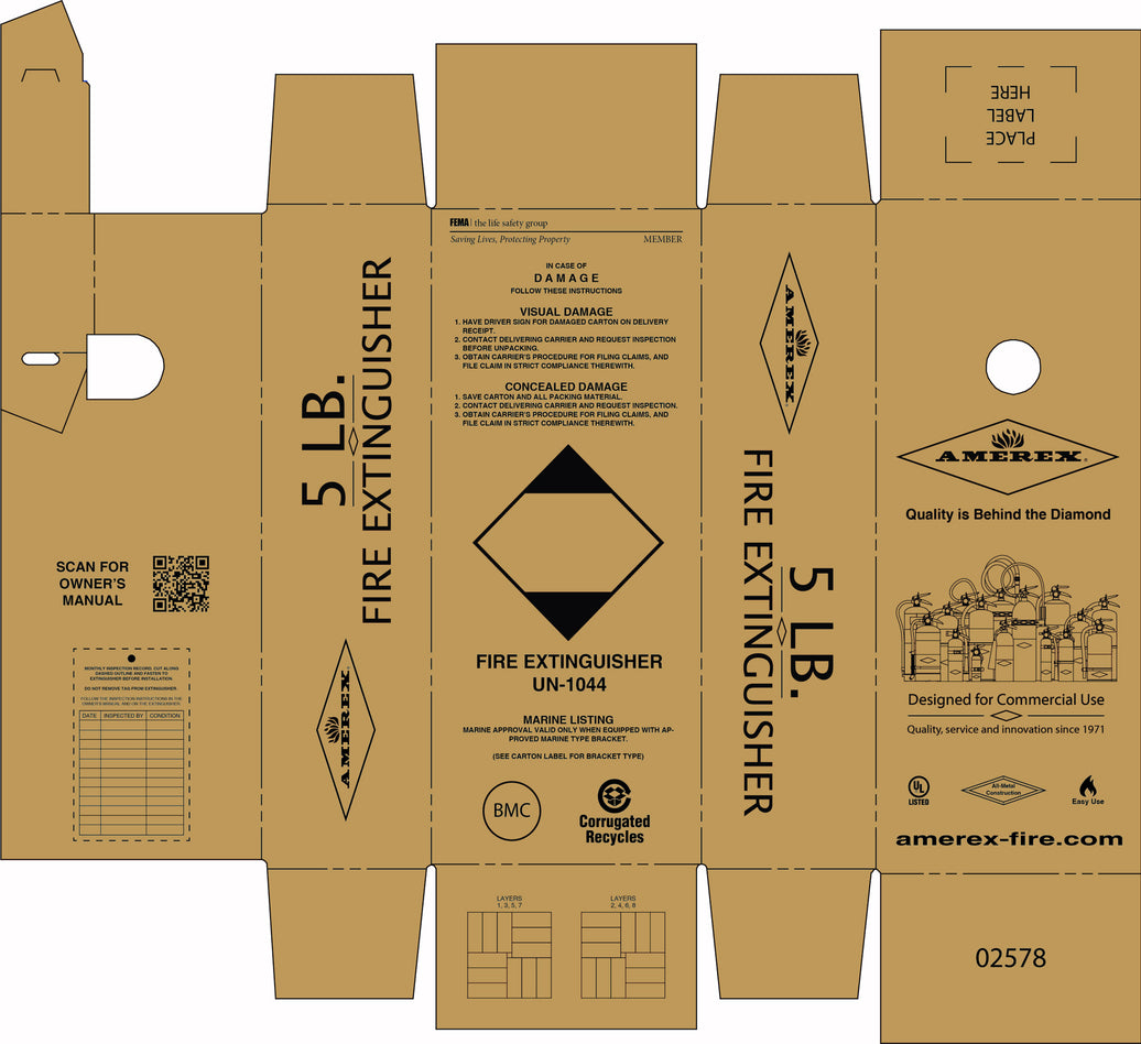 Amerex 02578 single carton for a 5 lb fire extinguisher