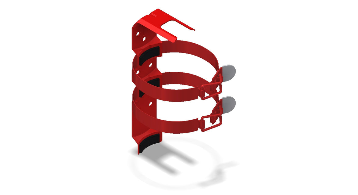 Amerex Model 818S red double-strap vehicle/marine/aviation bracket, part 05294-P001, for 4.25 in. cylinders