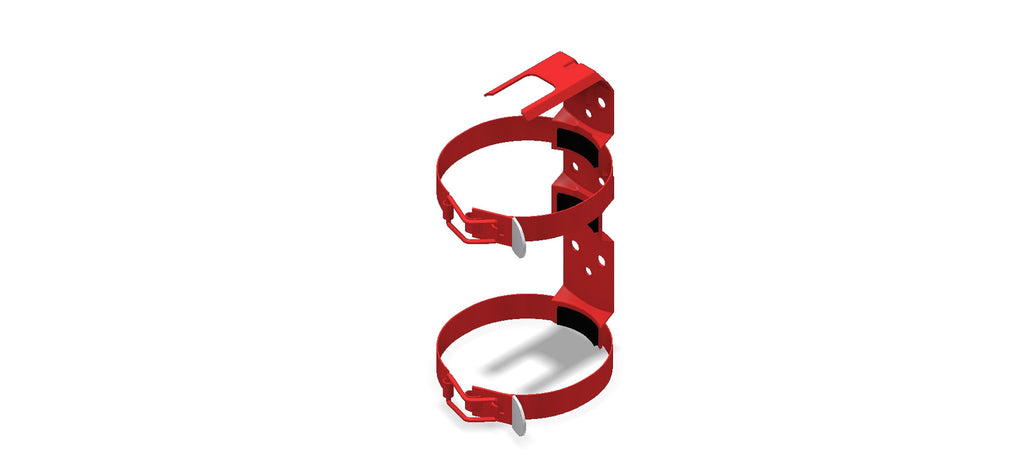 Amerex Model 818 red vehicle/marine bracket, part 06570-P001, for 4.25 in. diameter extinguisher cylinders