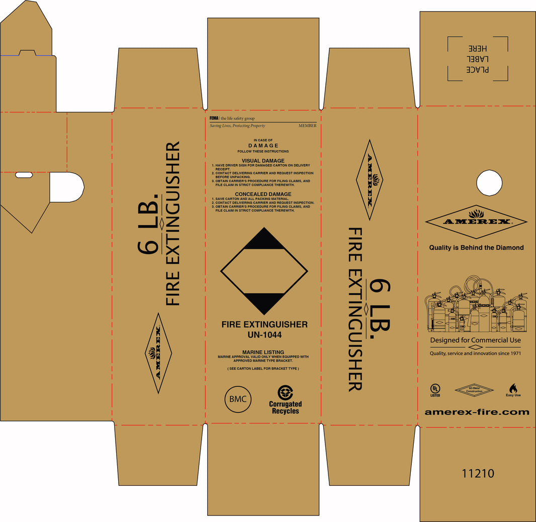 Amerex 11210 single carton for a 6.0 aluminum dry chemical fire extinguisher