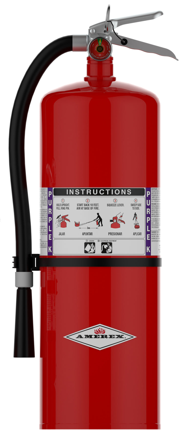 Amerex A413 20 lb Purple K fire extinguisher with anodized aluminum valve, item 11215