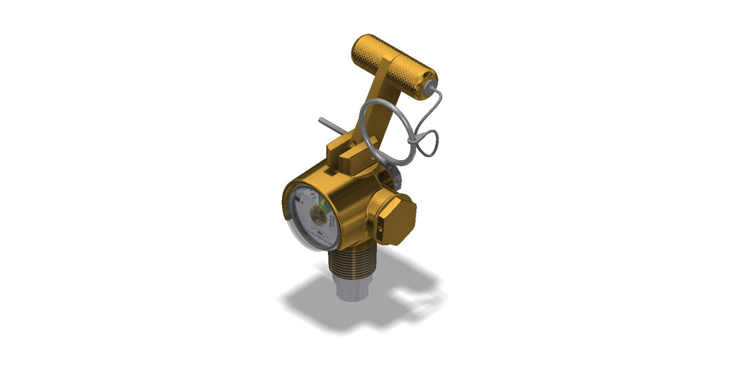 Amerex 12467 nitrogen cylinder valve with pressure gauge and T-handle quick release