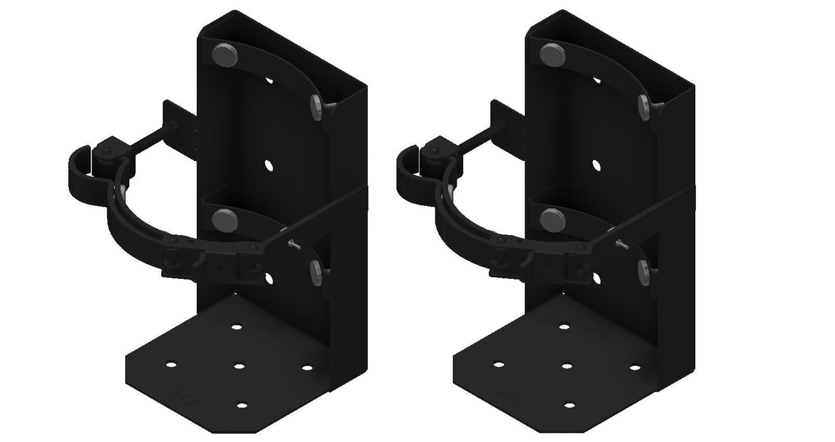 Amerex Model 812 black vehicle bracket assembly, part 12935, for 6 in. diameter fire extinguisher cylinders