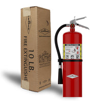 Amerex B456 10 lb ABC fire extinguisher shown with retail box