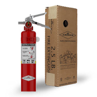 Amerex B417T 2.5 lb ABC fire extinguisher shown with retail box
