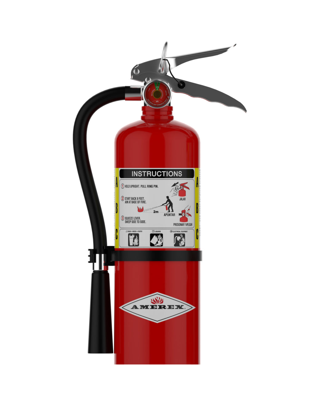 Amerex B424 5 lb ABC dry chemical fire extinguisher with brass valve and stainless lever