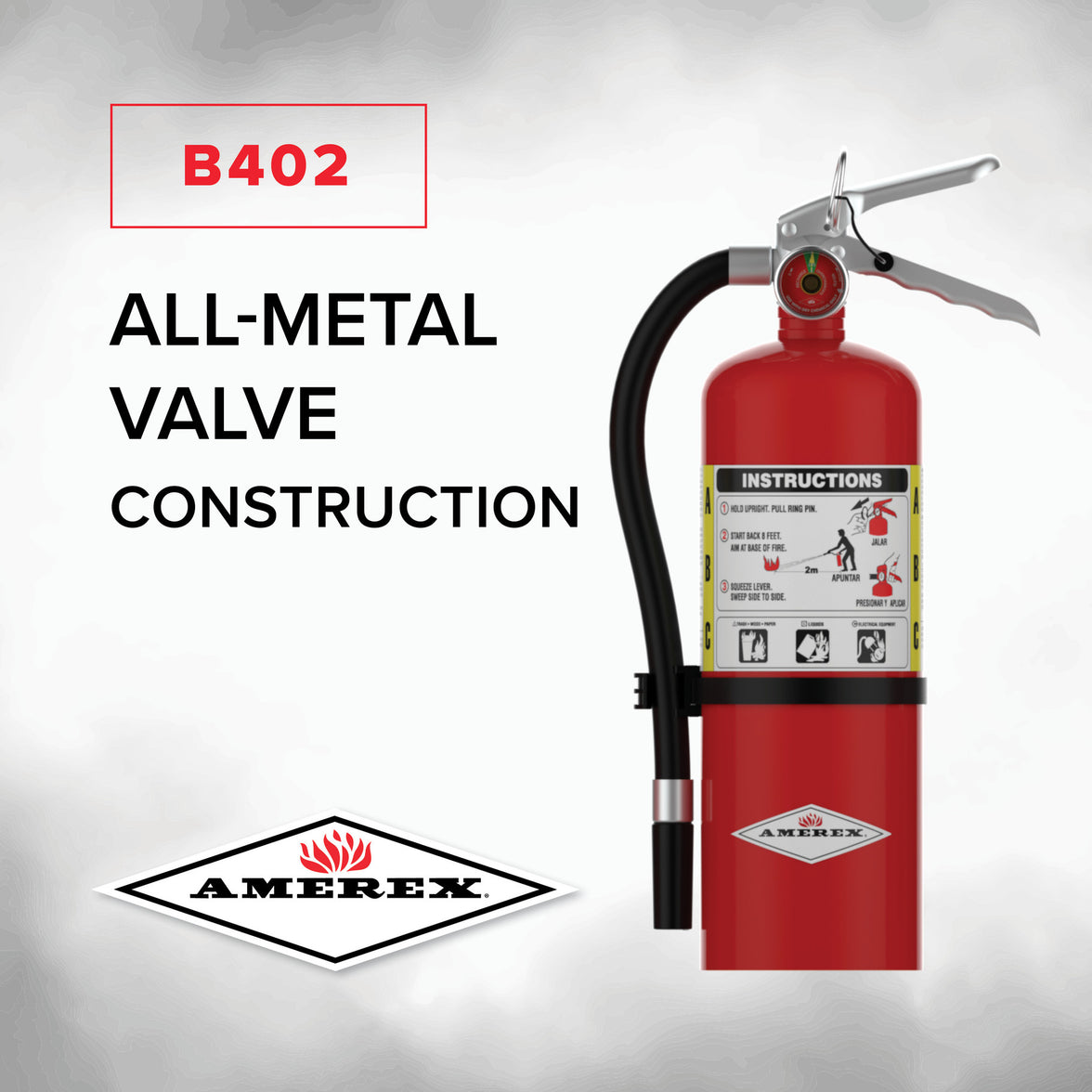 Amerex B402 ABC dry chemical extinguisher, detail view