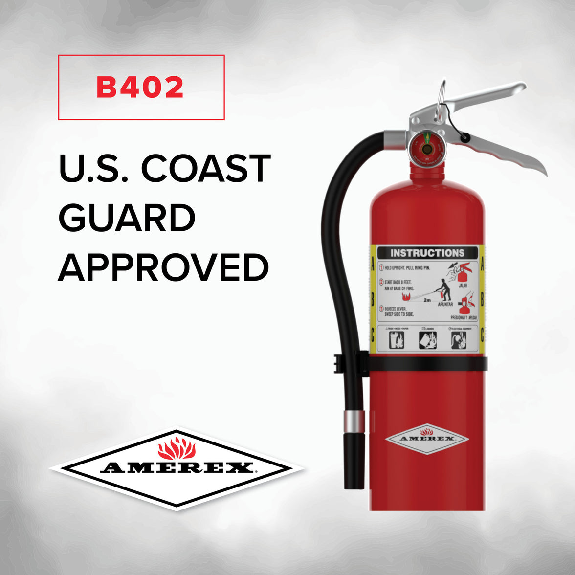 Amerex B402 ABC fire extinguisher, close-up product view