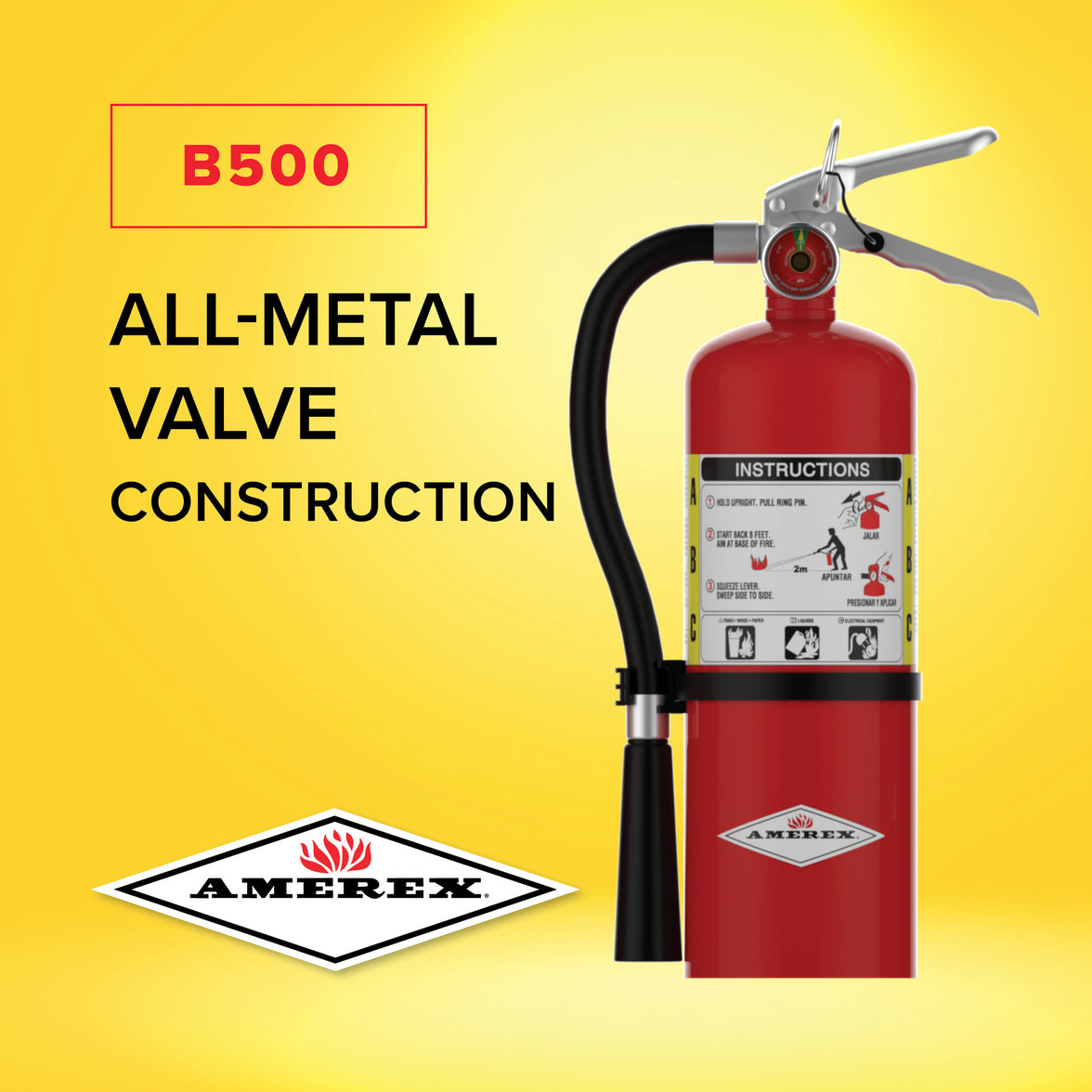 Amerex B500 ABC dry chemical extinguisher, detail view