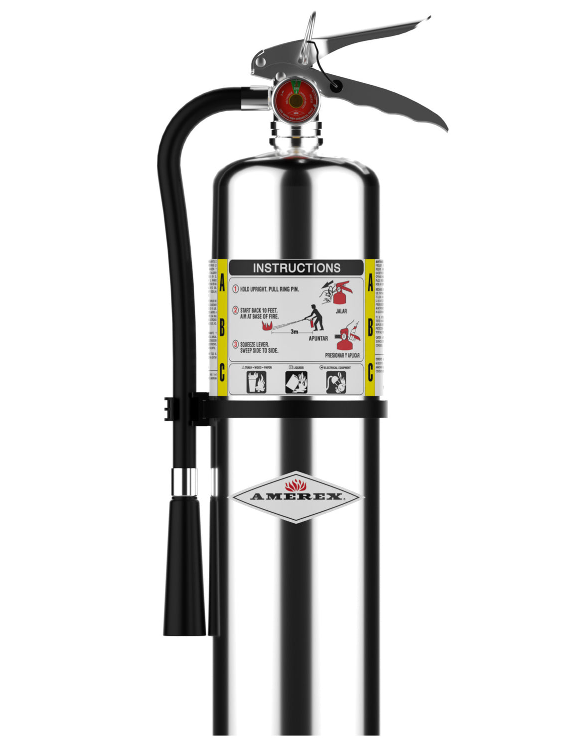 Amerex B441C 10 lb chrome ABC dry chemical fire extinguisher with polished cylinder