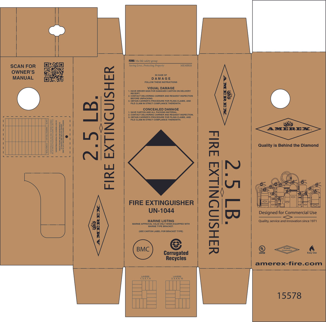Amerex 15578 single carton for the B417 2.5 lb dry chemical fire extinguisher