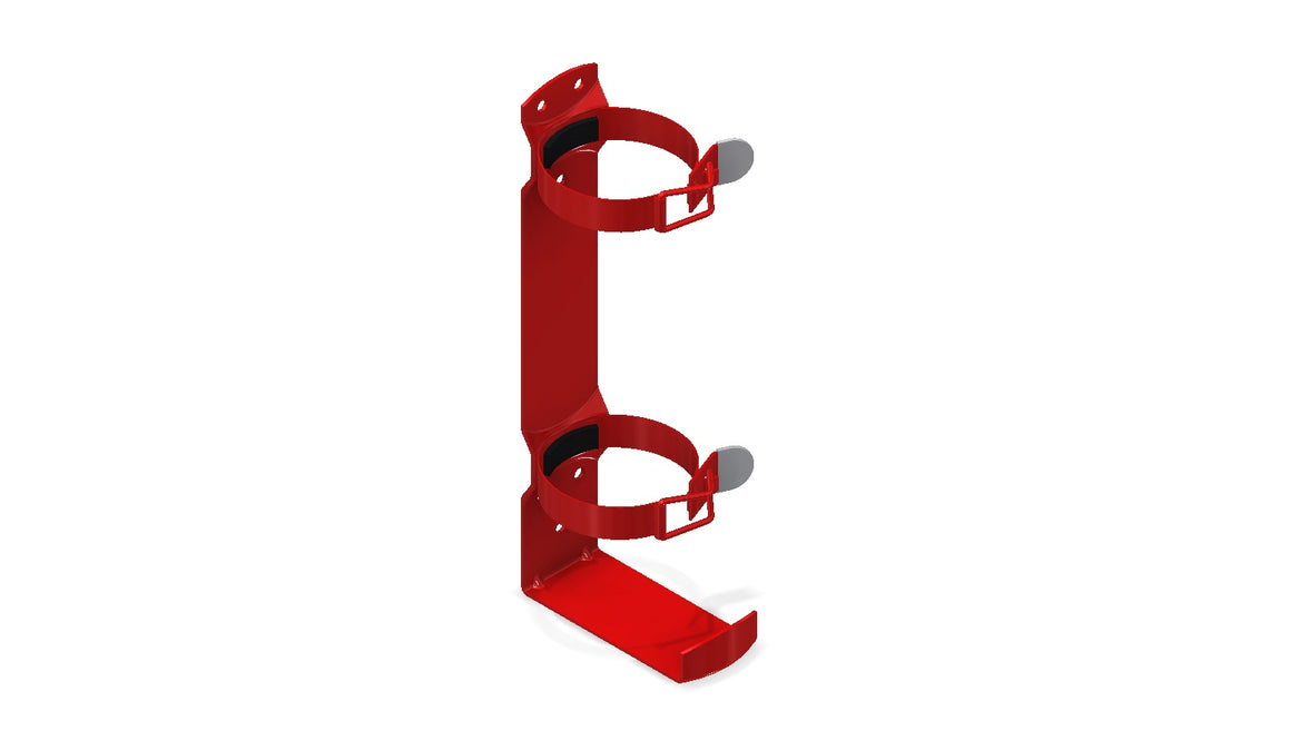Amerex Model 821S red two-strap vehicle bracket, item 15927, for 3 in. diameter extinguisher cylinders