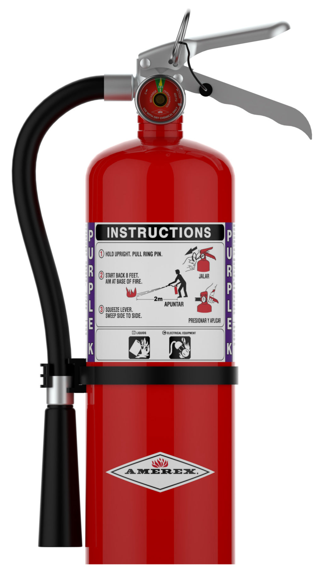 Amerex B479 5 lb Purple K fire extinguisher with blue cylinder and anodized aluminum valve
