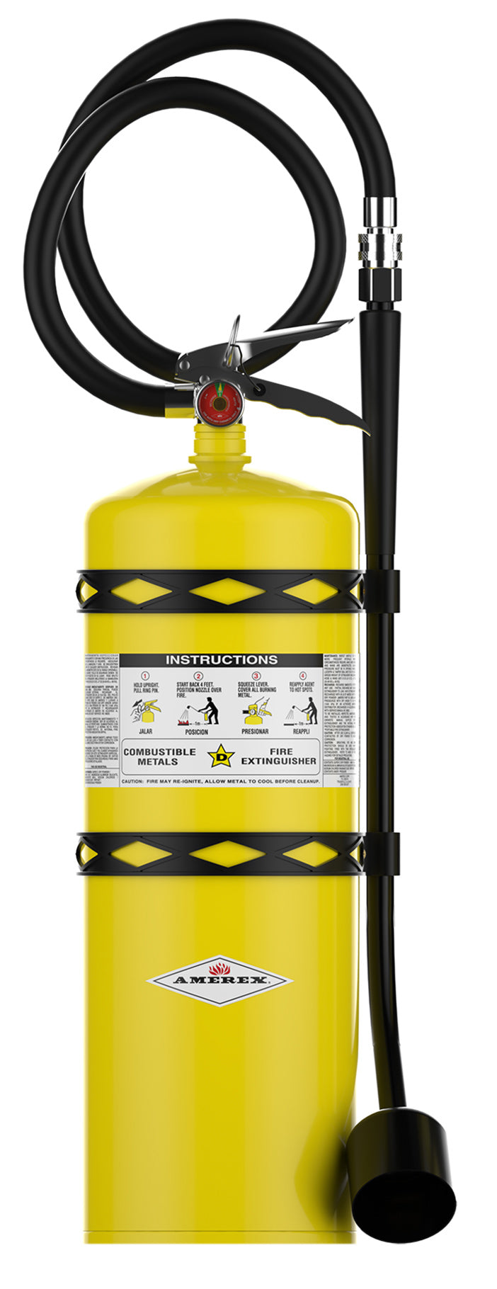 Amerex B570 30 lb Class D fire extinguisher with sodium chloride dry powder and extension applicator