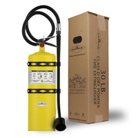 Amerex B570 30 lb Class D fire extinguisher shown with its shipping carton