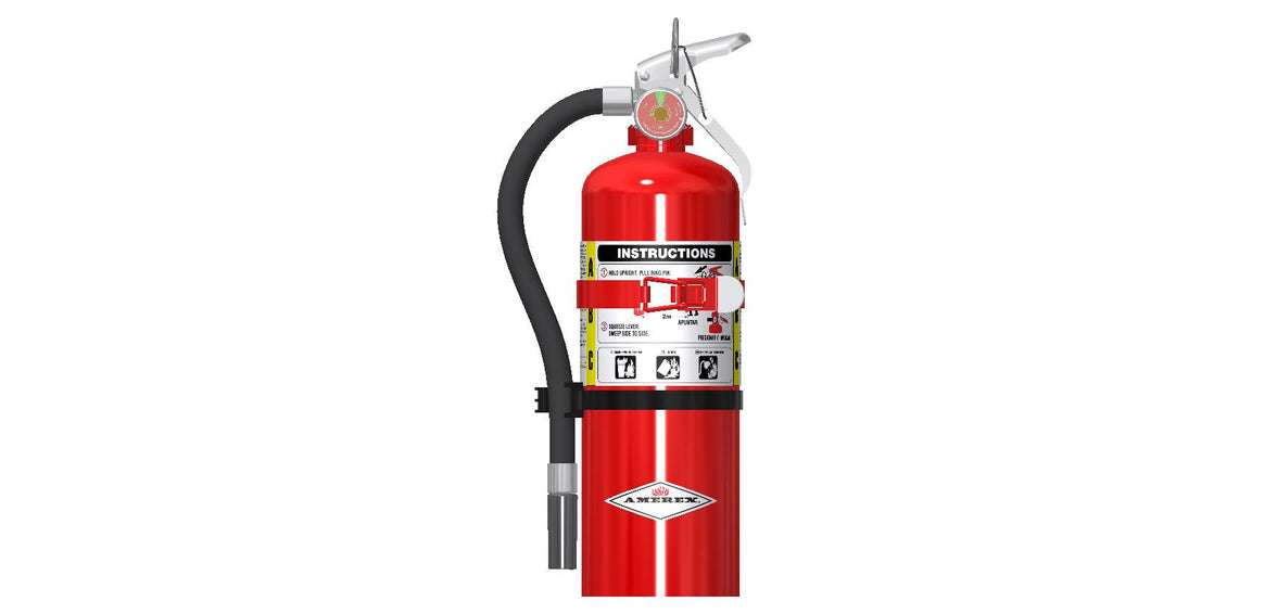 Amerex B402T modified-valve 5 lb ABC fire extinguisher, item 23849, front view