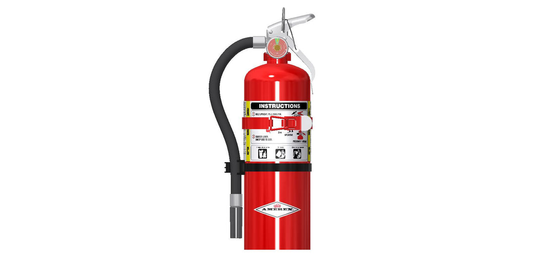 Amerex B402T modified-valve 5 lb ABC fire extinguisher, item 23849, front view