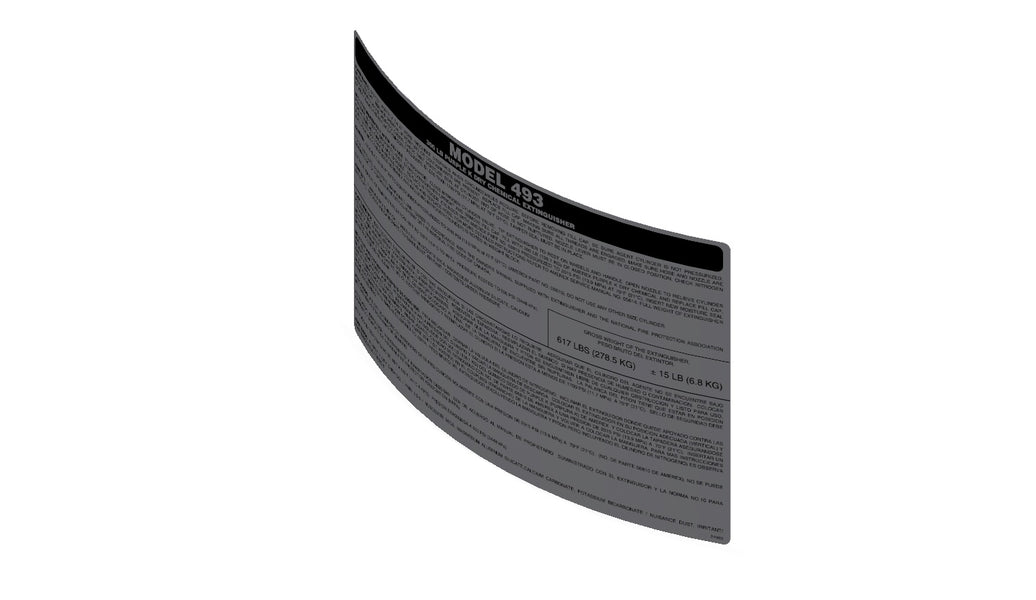 Amerex 24983 replacement nameplate decal for the Model 493 300 lb Purple K fire extinguisher