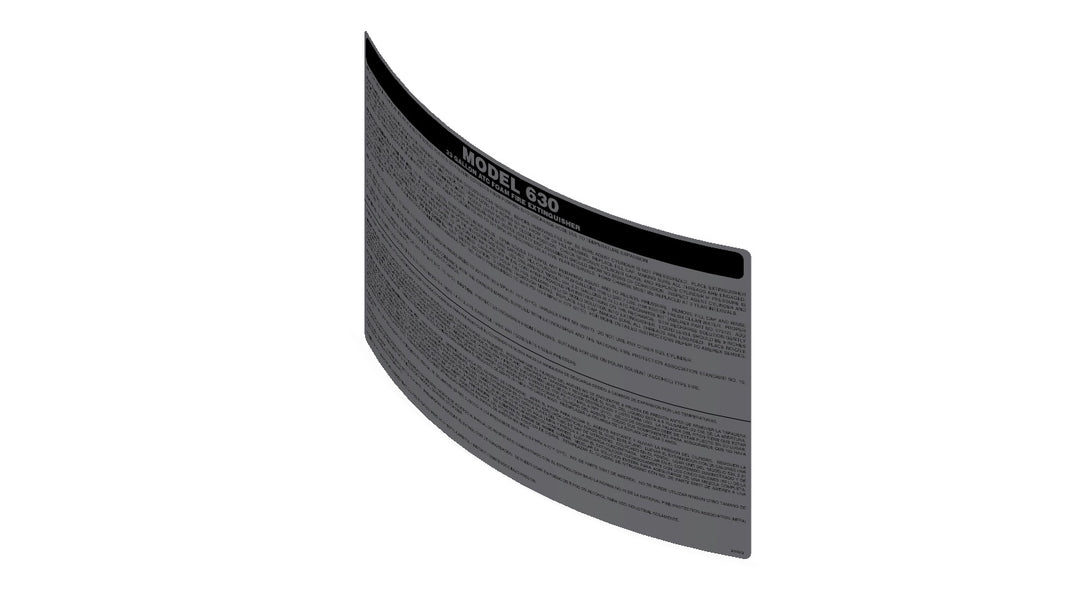 Amerex 25023 replacement nameplate for the Model 630 33 gallon ATC foam fire extinguisher