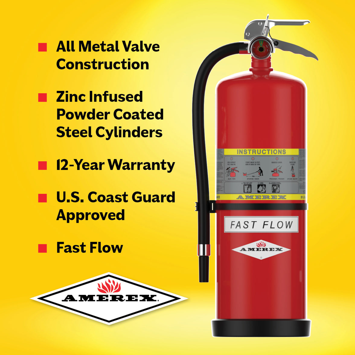 High resolution product photo of the Amerex Model 791 20 lb ABC Fast Flow extinguisher