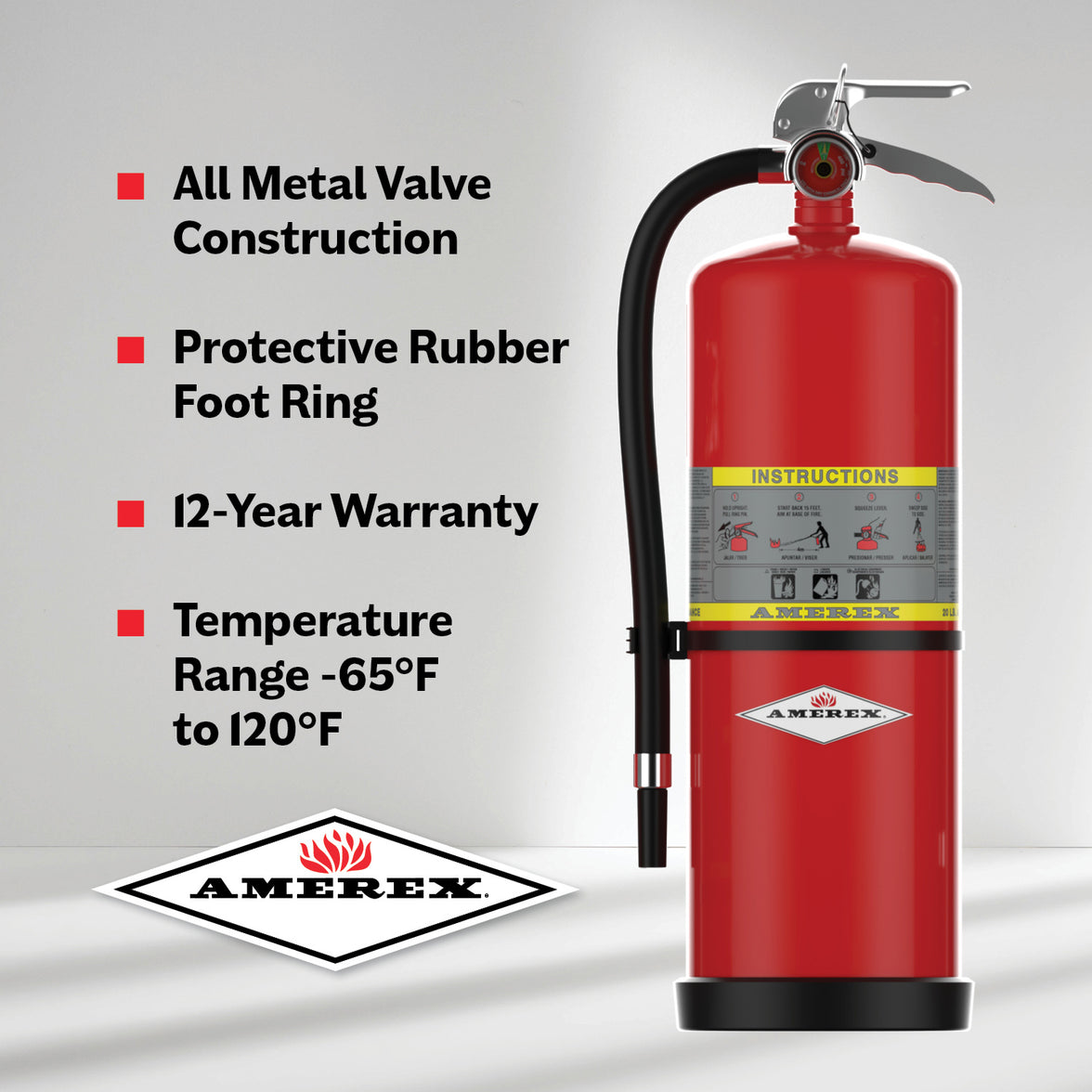 High resolution product photo of the Amerex Model 714 20 lb ABC Compliance Flow extinguisher