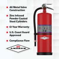 High resolution view of the Amerex 717 20 lb Purple K Compliance Flow fire extinguisher, item 26916