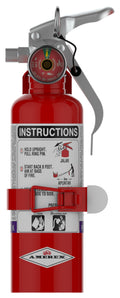 Amerex 376T 1 lb Purple K fire extinguisher rated 2B:C with vehicle strap bracket, item 27540