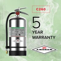 Amerex C260 wet chemical extinguisher hose and spray application nozzle detail